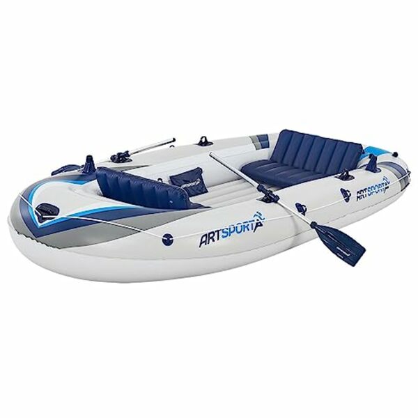 Bild 1 von ArtSport Schlauchboot 322 cm für 4 Personen — Paddelboot aufblasbar mit 2 Sitzbänken — Ruderboot PVC mit Luftpumpe, Paddel, Tasche & Reparaturset