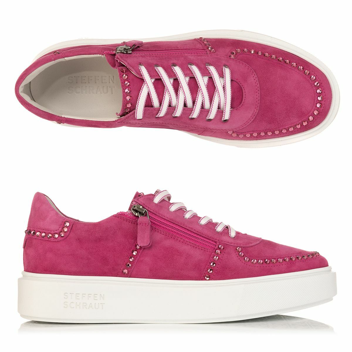 Bild 1 von STEFFEN SCHRAUT Damen-Sneaker Veloursleder Strass-Details Reißverschluss außen