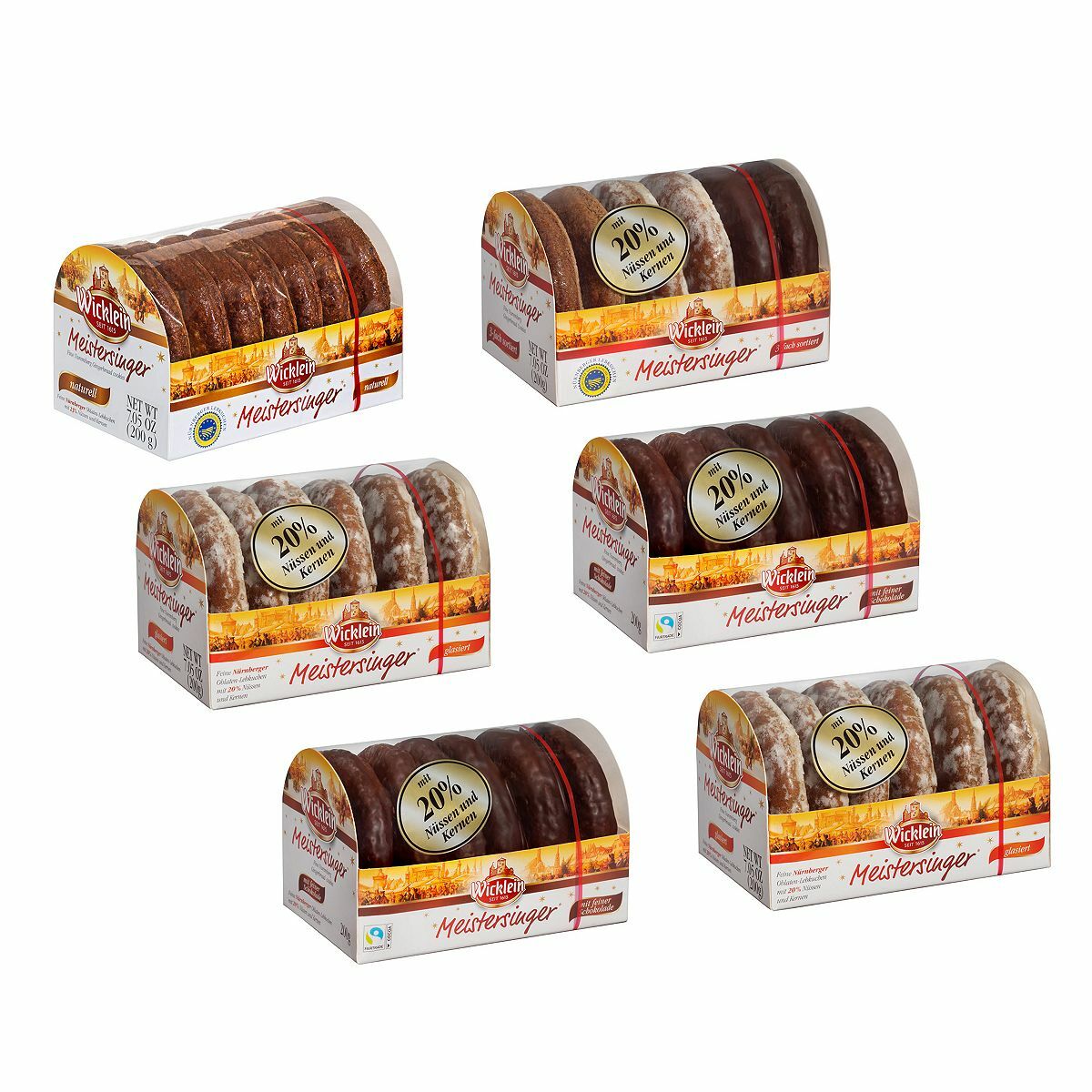 Bild 1 von WICKLEIN Meistersinger Lebkuchen auf Oblaten 4 Sorten, 6 Packungen Inhalt 1.200g