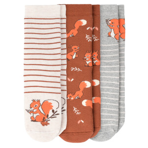 3 Paar Mädchen Socken mit Eichhörnchen