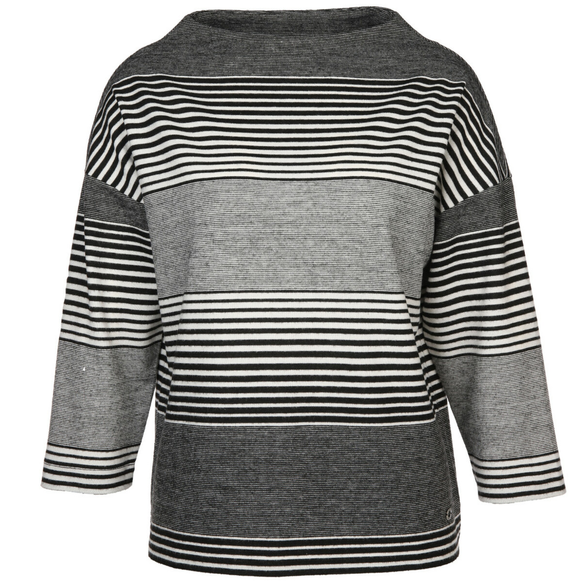 Bild 1 von Damen Flauschshirt mit Ringelmuster und 7/8 Ärmeln