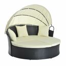 Bild 1 von Outsunny Sonneninsel Lounge  Gartenliege Gartenset mit Dach Polyrattan Schwarz + Beige 171x180x155cm