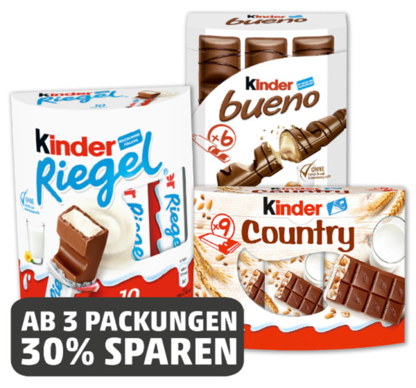 Bild 1 von FERRERO Kinder Riegel, Kinder Bueno oder Kinder Country