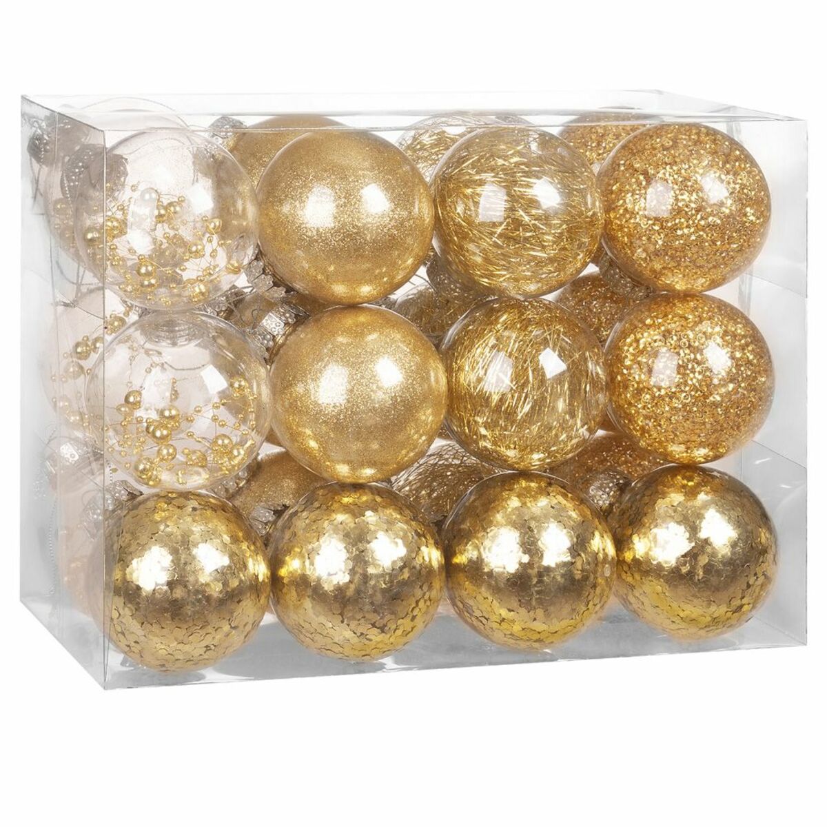 Bild 1 von Casaria® Christbaumkugeln transparent mit Deko Durchmesser 6cm 24er Set gold