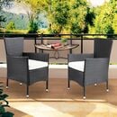 Bild 1 von Casaria® Polyrattan Gartenstuhl 2er-Set Schwarz/Creme stapelbar