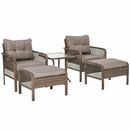 Bild 1 von Outsunny Rattan Gartenmöbel für 4 Personen 5-tlg. Outdoor-Sitzgarnitur Sofa mit Hocker Tisch Sitzgru