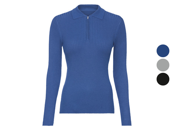 Bild 1 von esmara® Damen Rippstrick-Pullover, mit Polokragen und Reißverschluss