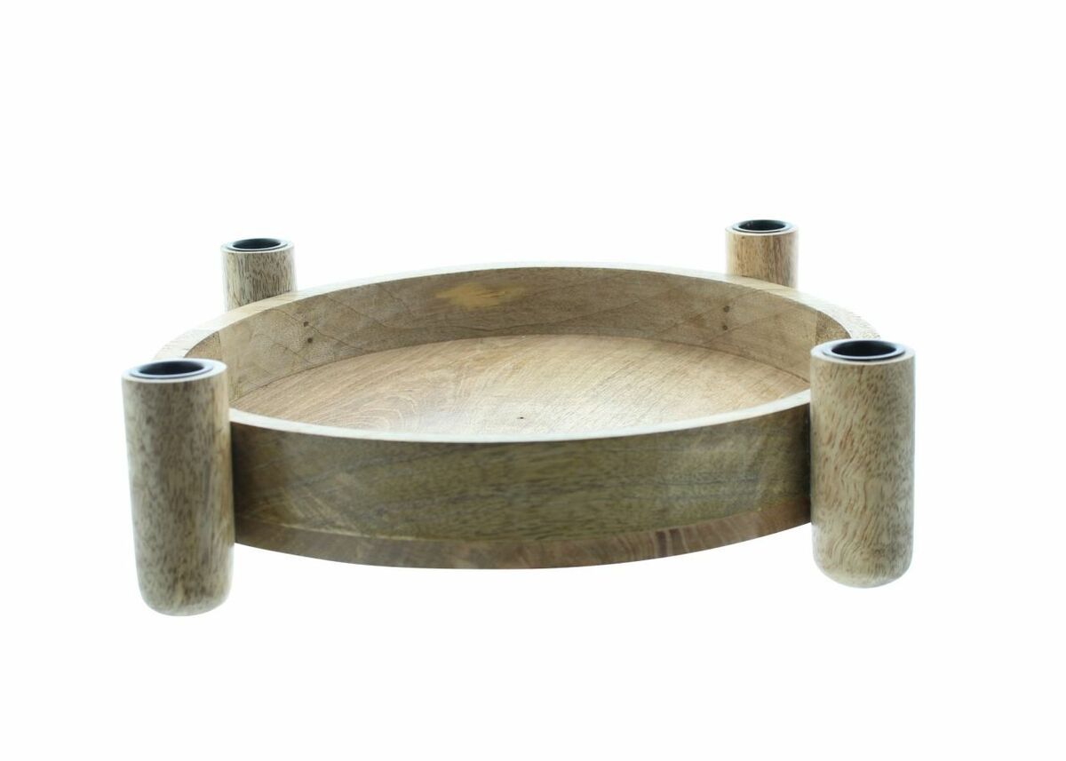 Bild 1 von HomeLiving Tablett "Kerzenhalter", naturbelassenes Mangoholz, Wohnaccessoires