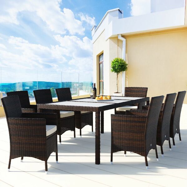 Bild 1 von Casaria® Sitzgruppe Polyrattan G3 8+1 Set (17tlg) braun