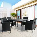 Bild 1 von Casaria® Sitzgruppe Polyrattan + WPC Riga 6+1 Set (13tlg) schwarz