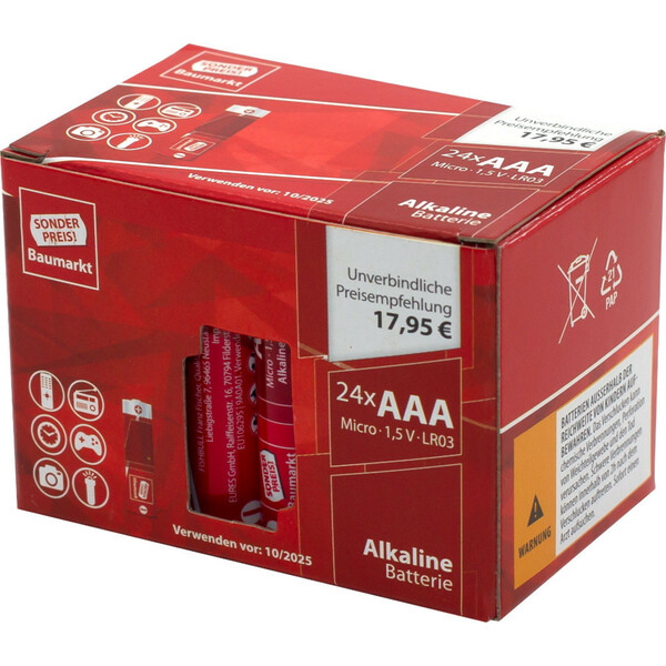 Bild 1 von Sonderpreis Baumarkt Alkaline Batterien LR03 AAA, 24 Stück