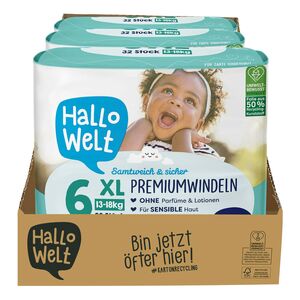 Hallo Welt Windeln Gr. 6 XL 32 Stück, 3er Pack