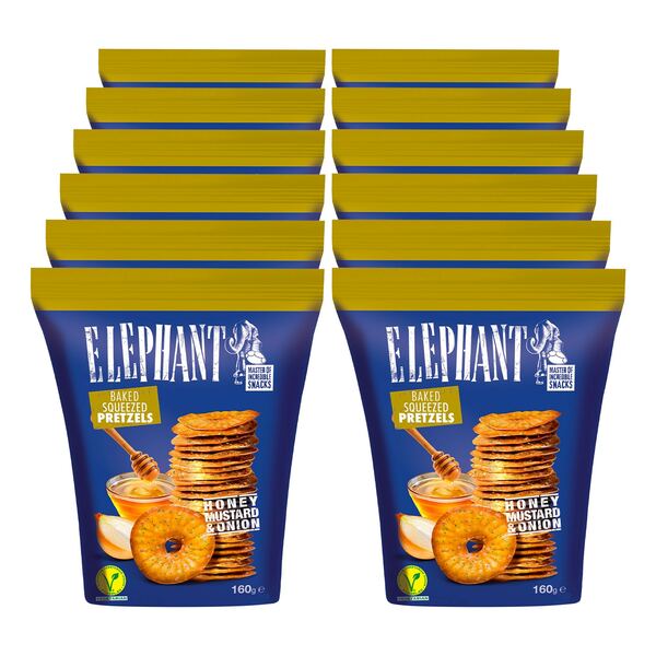 Bild 1 von Elephant Pretzelts Honig-Senf-Zwiebel 160 g, 12er Pack