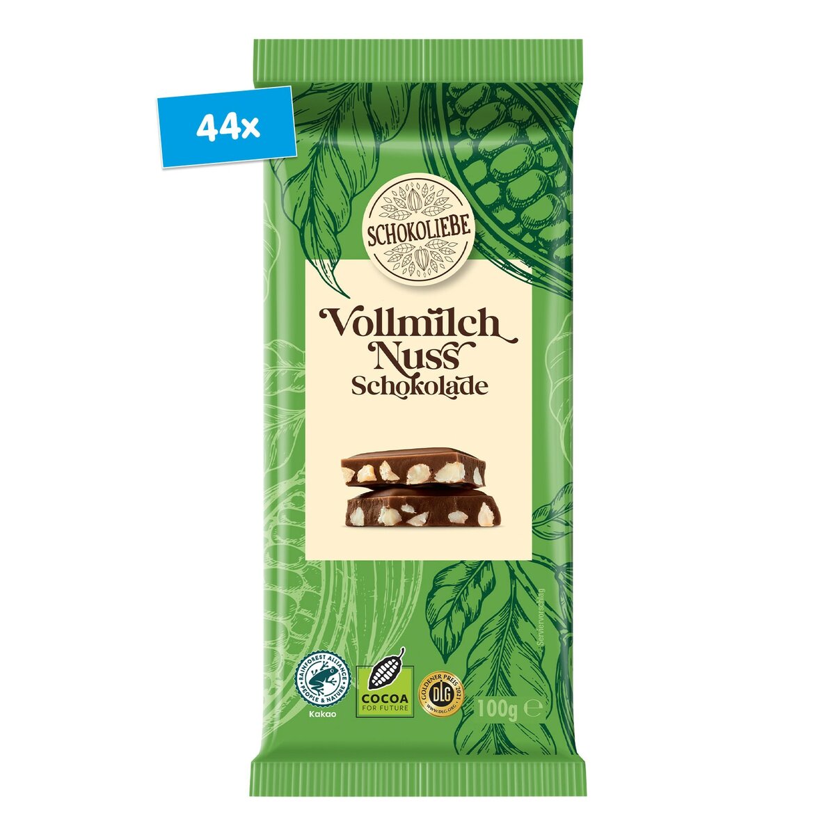 Bild 1 von Schokoliebe Vollmilch Nuss Schokolade 100 g, 44er Pack