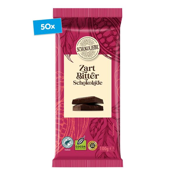 Bild 1 von Schokoliebe Zartbitter Schokolade 100 g, 50er Pack