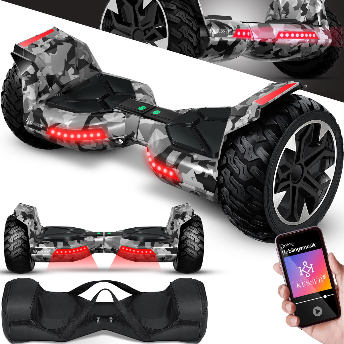 Bild 1 von KESSER® Hoverboard 8,5 Zoll 800 mit Bluetooth Lautsprecher, LED Licht, Kinder Sicherheitsmodus, Dual Motor, Smart Elektro Self Balance Board Hover E-Scooter