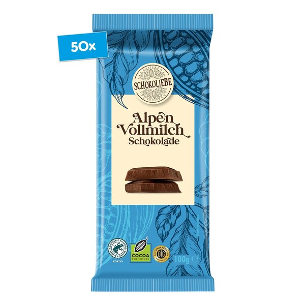 Bild 1 von Schokoliebe Alpen Vollmilch Schokolade 100 g, 50er Pack