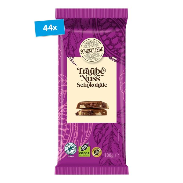 Bild 1 von Schokoliebe Traube Nuss Schokolade 100 g, 44er Pack