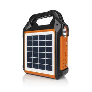 Solar-Generator Kit mit eigenem Solarpanel, Radio und Lautsprecher, 10000mAh schwarz/orange