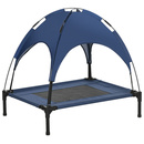 Bild 1 von PawHut Haustierbett mit Baldachin, Erhöhtes Hundebett, Outdoor Hundeliege mit Dach, Netz-Haustierbett mit UV-Schutz, für mittelgroße Hunde, Dunkelblau 76 x 61 x 73 cm