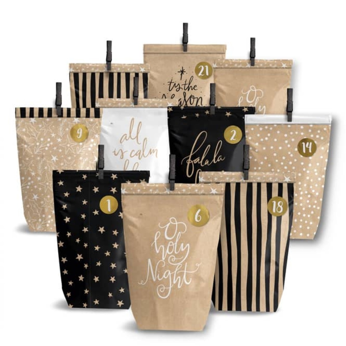 Bild 1 von Adventskalender-Bastelset - schwarz/natur