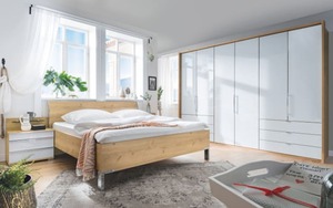 Wiemann - Schlafzimmer Loft in weiß/Bianco Eiche-Nachbildung, Liegefläche 180 x 200 cm, Schrankbreite 300cm