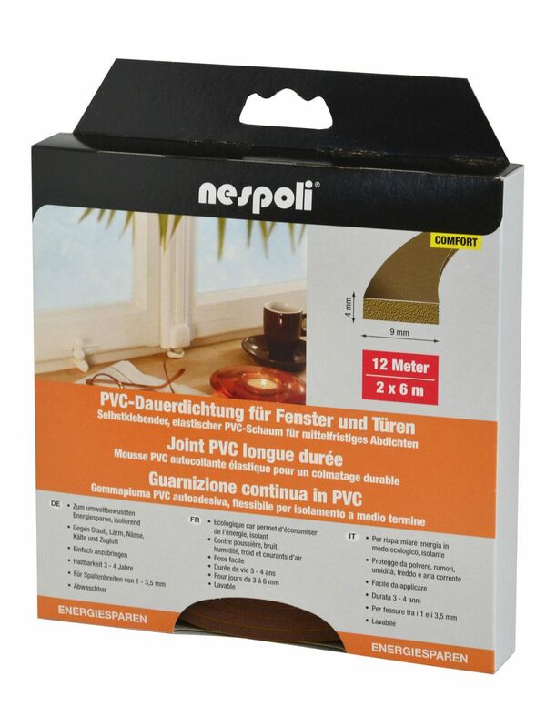 Bild 1 von Nespoli PVC-Fenster- und Türdichtung je 6 m, 9 x 4 mm, braun, 2 Stück