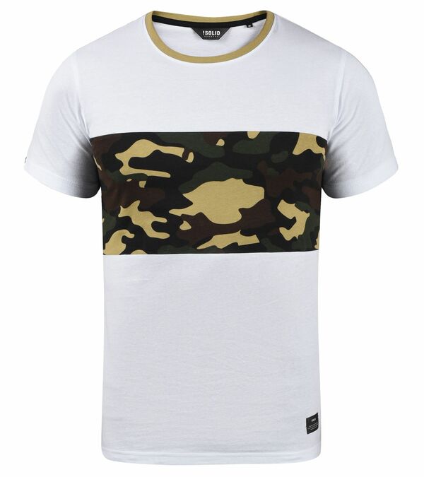 Bild 1 von !SOLID SDCallux Herren Kurzarm-Shirt mit Camouflage Color-Block Baumwoll-Shirt 21300024 7900018 Weiß