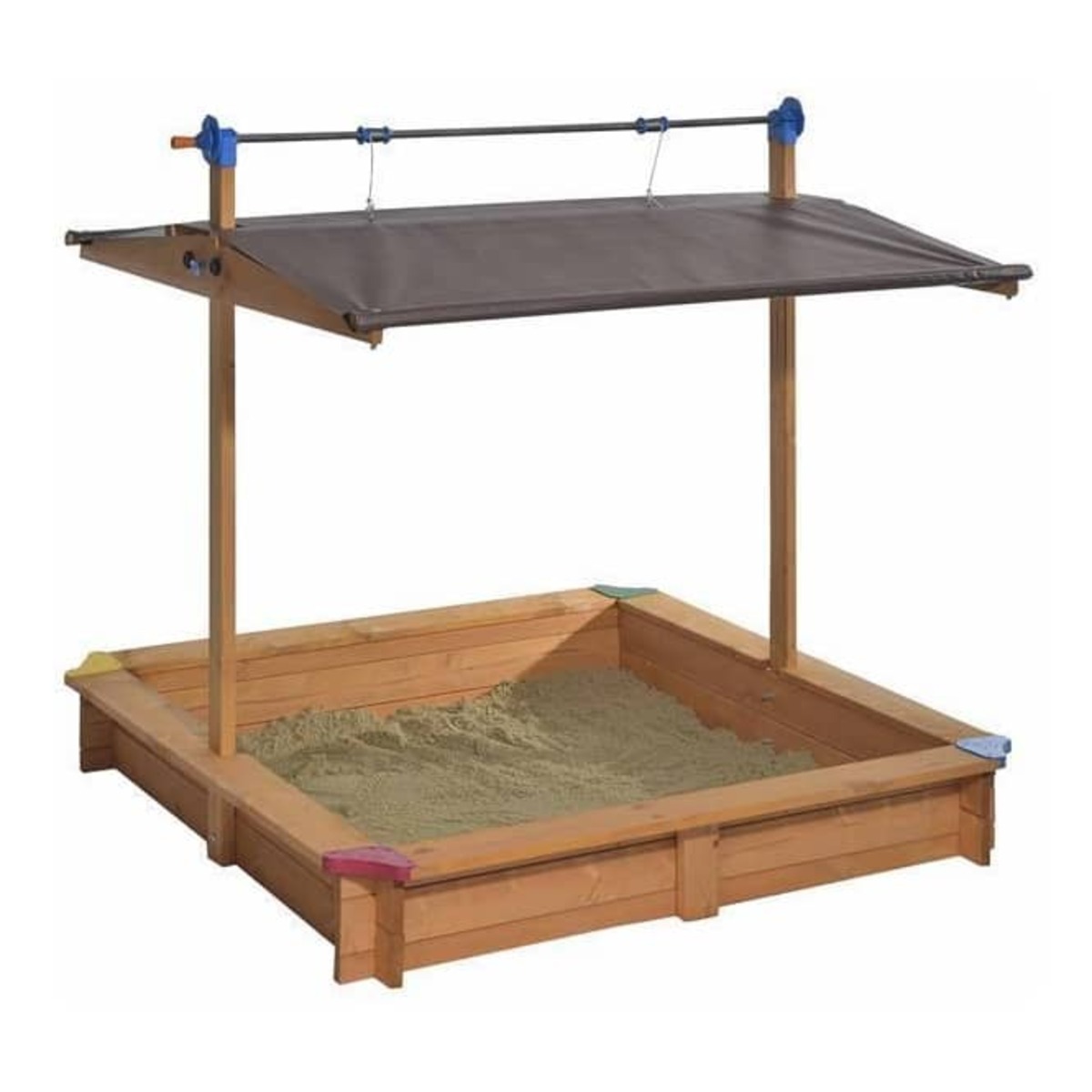 Bild 1 von Kinder-Holzsandkasten - Mickey II - mit Schwenkdach - ca. 140 x 140 x 130 cm