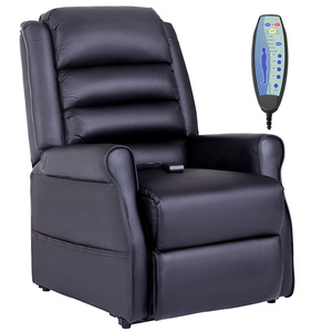 HOMCOM Sessel mit Aufstehhilfe, Massagesessel mit Liegefunktion, Relaxsessel mit USB-Anschluss, Aufstehsessel mit Fernbedienung, Heizfunktion, aus Kunstleder, Schwarz