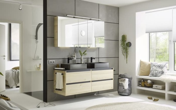 Bild 2 von Musterring - Badkombination Revento Line, Polar Pinie/schwarz