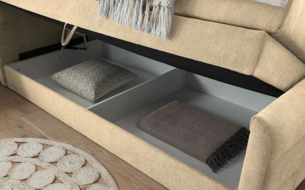 Bild 3 von ED Lifestyle - Boxspringbett Kuba 3 in Uran 06 sand, mit Bettkasten und Visco-Topper, Liegefläche ca. 120 x 200 cm