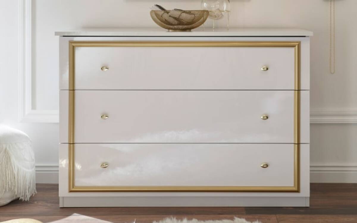 Bild 1 von Pol Power - Kommode Claudia in weiß/gold, Breite ca. 118 cm