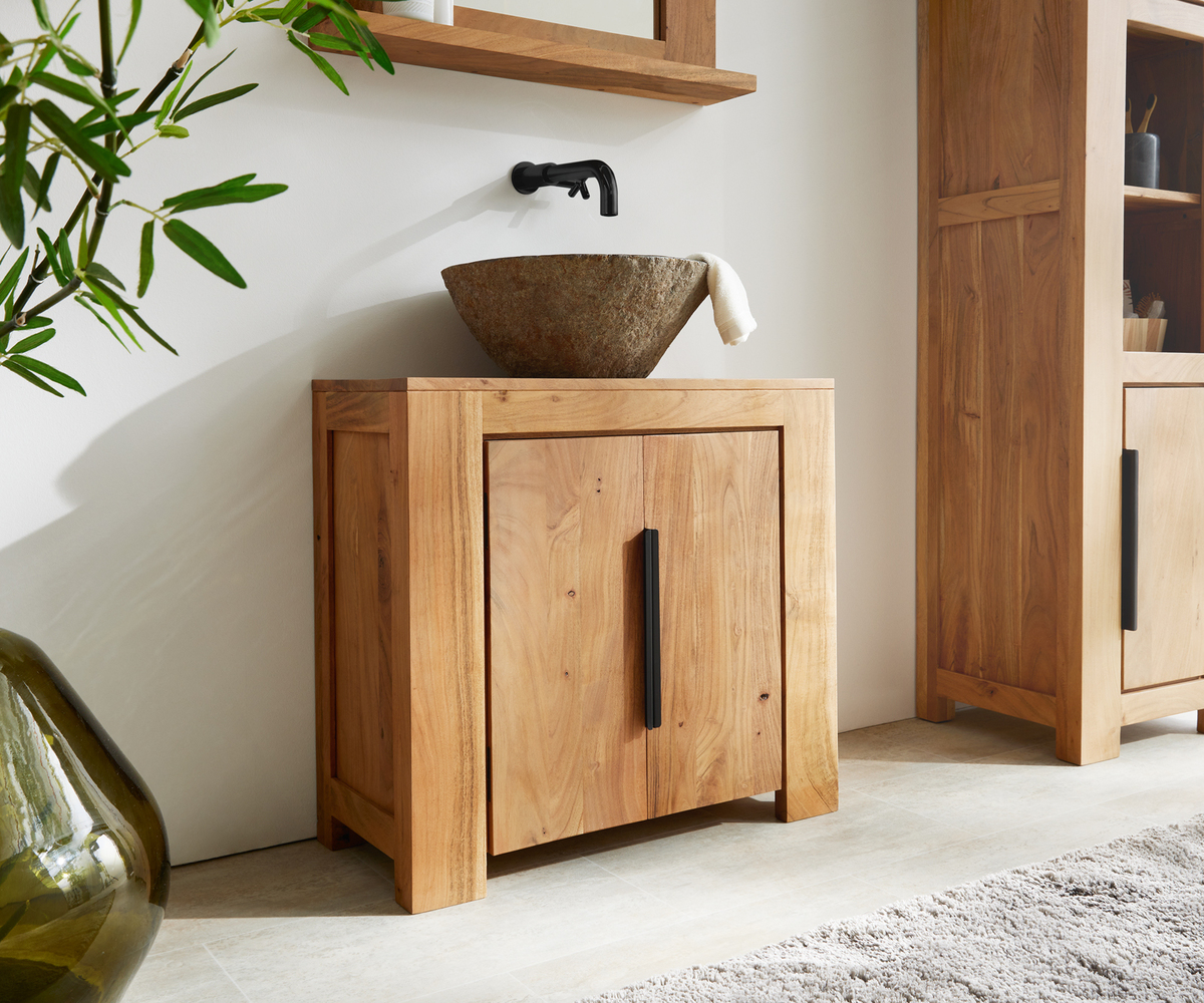 Bild 1 von Waschbeckenunterschrank Solidu 70x60 cm Akazie Natur