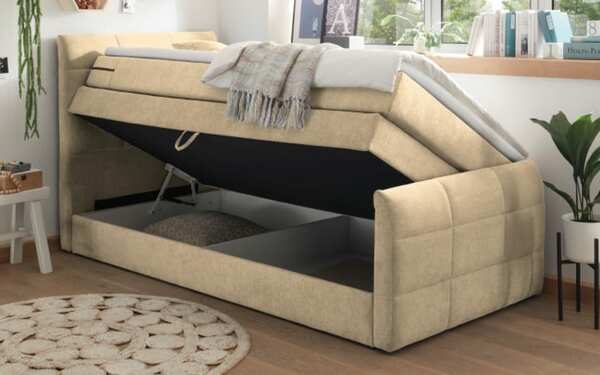 Bild 2 von ED Lifestyle - Boxspringbett Kuba 3 in Uran 06 sand, mit Bettkasten und Visco-Topper, Liegefläche ca. 120 x 200 cm