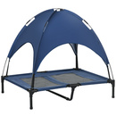 Bild 1 von PawHut Haustierbett mit Baldachin, Erhöhtes Hundebett, Outdoor Hundeliege mit Dach, Netz-Haustierbett, Atmungsaktiv, für mittelgroße Hunde, Dunkelblau 92 x 76 x 90 cm