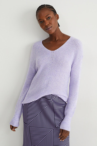 C&A Pullover mit V-Ausschnitt, Lila, Größe: XL