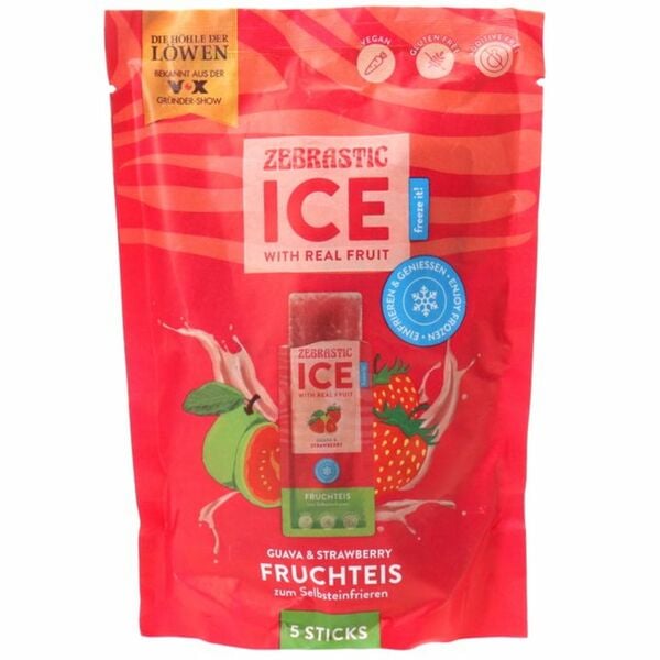 Bild 1 von Zebrastic Fruchteis-Sticks Guava & Strawberry, 5er Pack