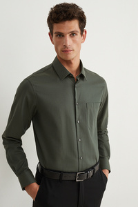 C&A Oxford Hemd-Regular Fit-Kent-bügelleicht, Grün, Größe: M