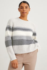 C&A Kaschmir-Pullover-gestreift, Grau, Größe: XS