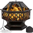 Bild 1 von KESSER® Feuerschale mit Grillrost Ø 62, Multifunktional Fire Pit für Heizung/BBQ Grill, Schürhaken & Kohlerost, Garten Terrasse Feuerschale, Metall Feuerstelle mit Schutzhülle Funkenschutz