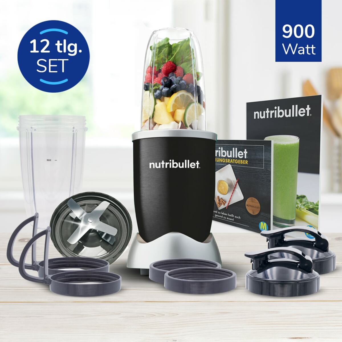 NutriBullet® PRO 900W Schwarz 12tlg. Standmixer ansehen!