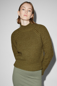 C&A CLOCKHOUSE-Pullover mit Stehkragen, Grün, Größe: XS