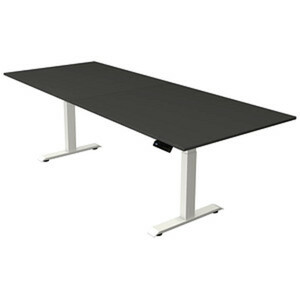 Kerkmann Move 4 elektrisch höhenverstellbarer Schreibtisch anthrazit rechteckig, T-Fuß-Gestell weiß 250,0 x 100,0 cm