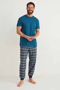 C&A Pyjama mit Flanellhose, Blau, Größe: S