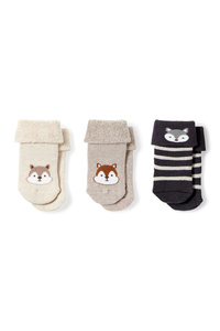 C&A Multipack 3er-Eichhörnchen und Waschbär-Erstlings-Socken, Beige, Größe: 12-13