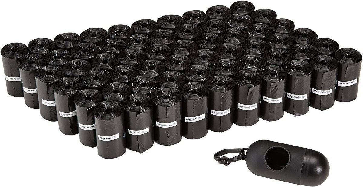 Bild 1 von Amazon Basics Hundekotbeutel mit Spender und Leinenclip - Ohne Duftstoff, 900 Stück, 60 Packungen mit 15, 33 x 23 cm, Schwarz