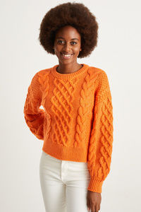 C&A Pullover-Zopfmuster, Orange, Größe: XL