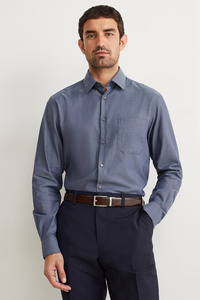 C&A Oxford Hemd-Regular Fit-Kent-bügelleicht, Blau, Größe: M