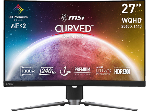 Bild 1 von MSI MPG ARTYMIS 273CQRXDE-QD 27 Zoll 1000R Curved Gaming Monitor, 2560x1440 (WQHD), 240 Hz, 1ms, AMD FreeSync Premium, VA, HDR 400, Quantum Dot